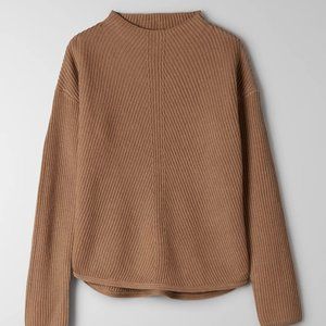 Aritzia Babaton Chalmers wool mock neck sweater tan XS